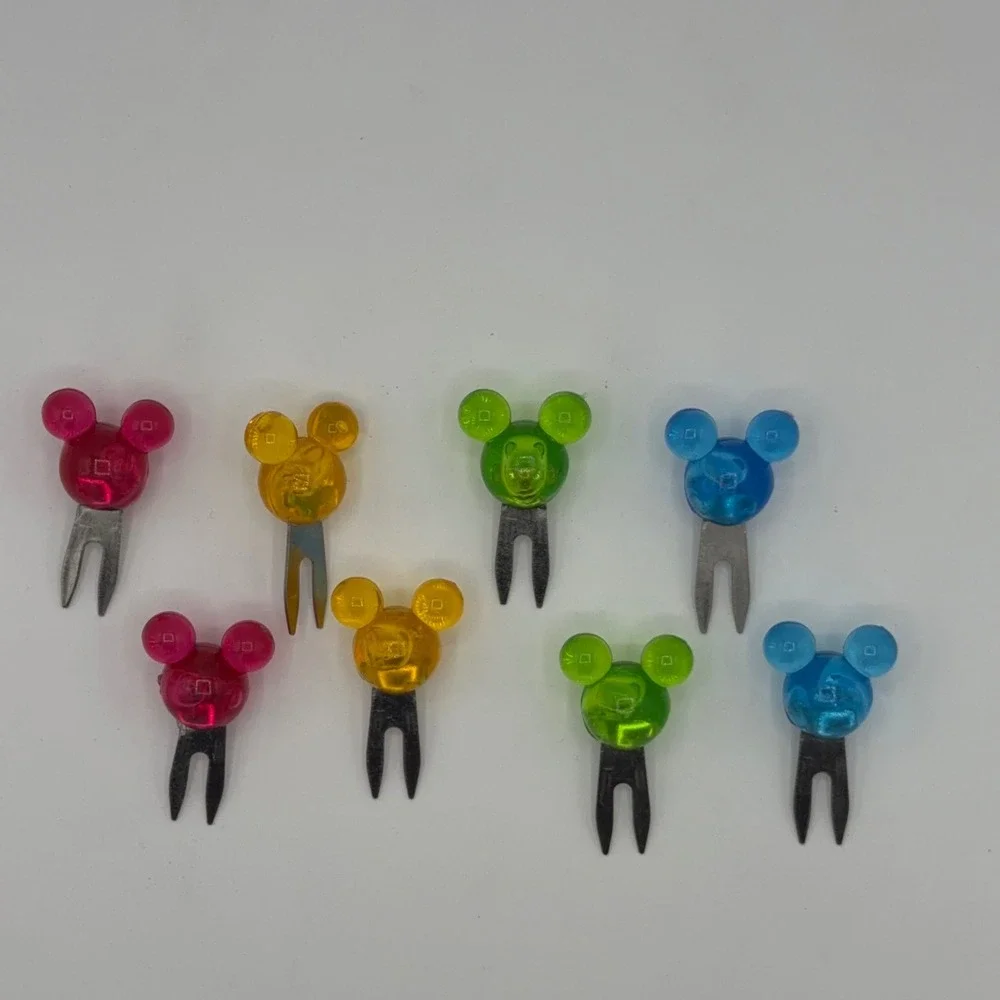 VTG 90s Disney Mickey Mouse Cocktail Forks Acrylic Stainless Steel 8 piece set